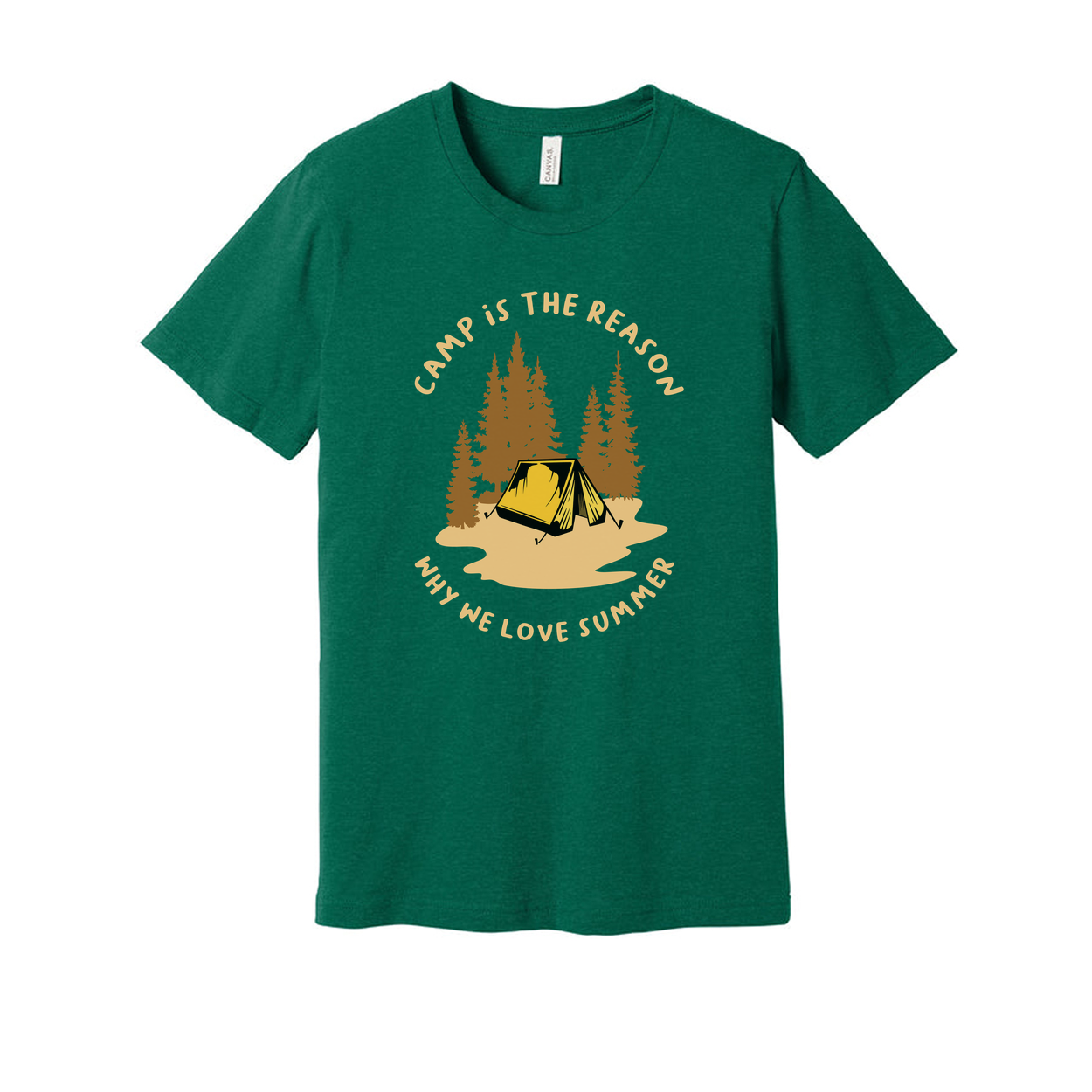 Outdoor Camping Themed Unisex T Shirt With Tent And Pine Forest Illustration For Adventure Lovers
