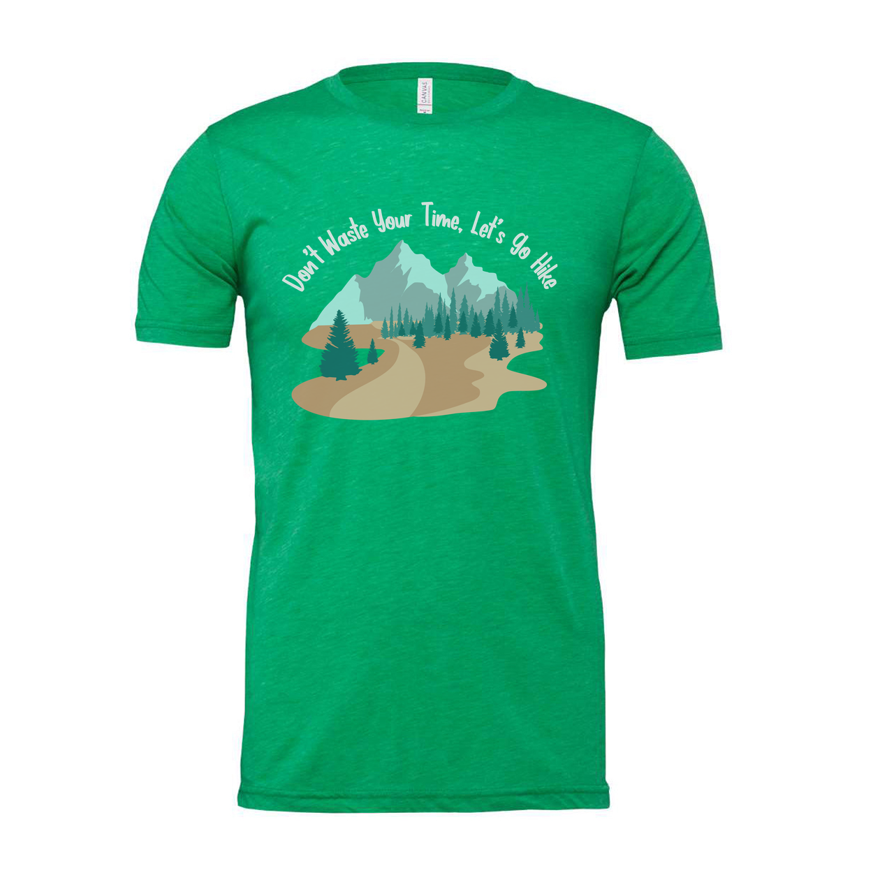 Unisex Outdoor Landscape Graphic Tee With Mountain Trail Forest Scene In Soft Colors