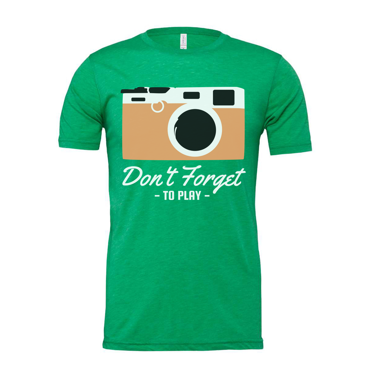 Unisex Camera Graphic Tee Featuring Dont Forget To Play Message And Retro Style Look