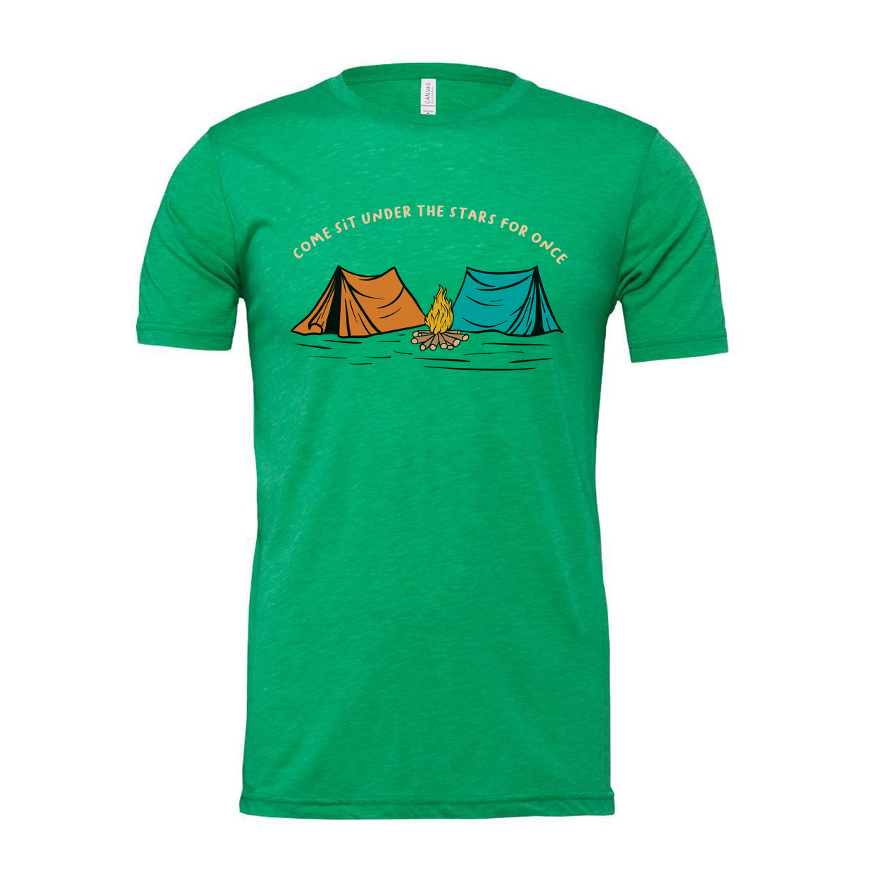 Unisex Outdoor Camping Tee With Tents And Campfire