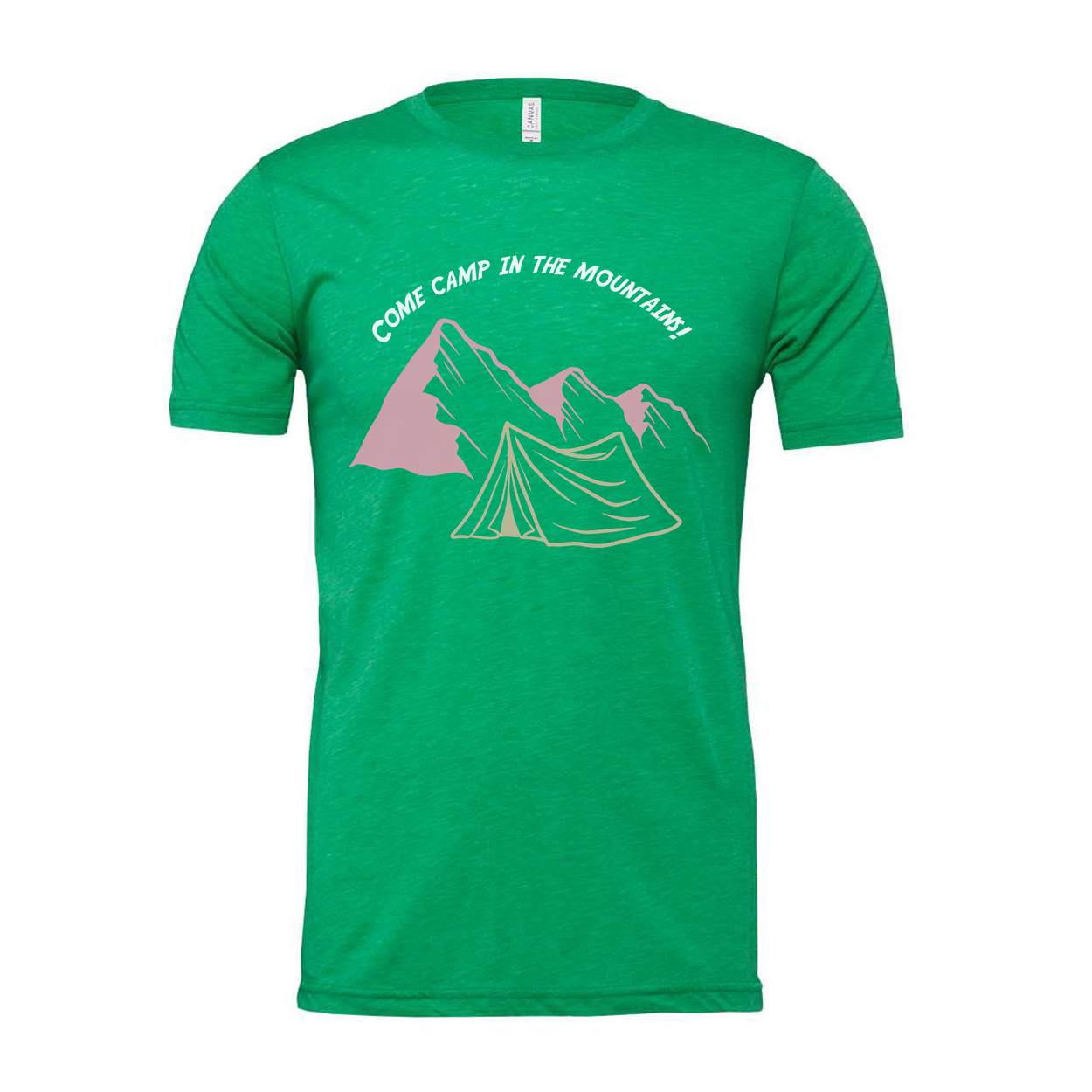 Unisex Outdoor Camping Graphic Tee With Mountain Range Tent Illustration And Arching Text