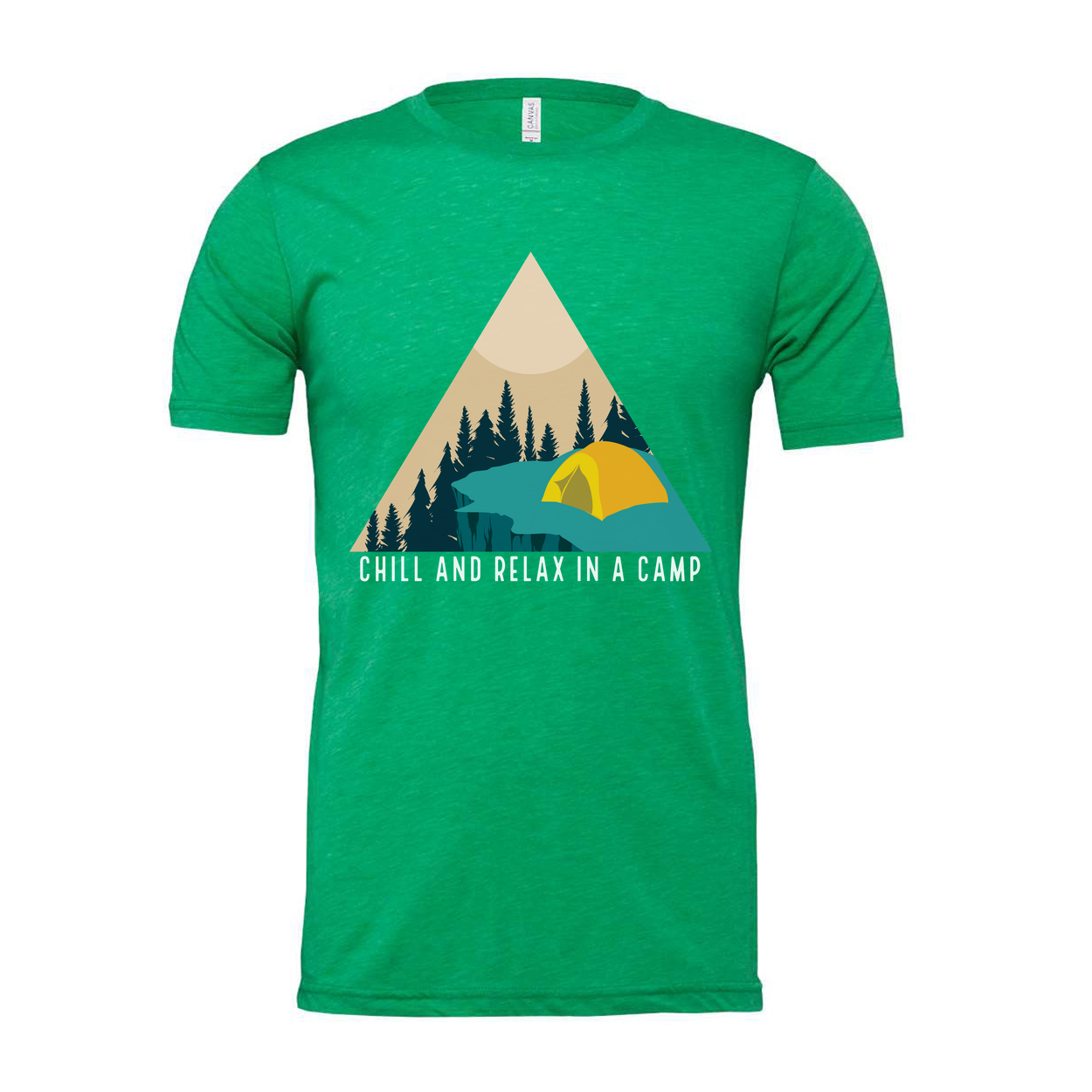 Unisex Outdoor Camping Graphic Tee With Tent And Pine Forest Scene For Hiking Trips