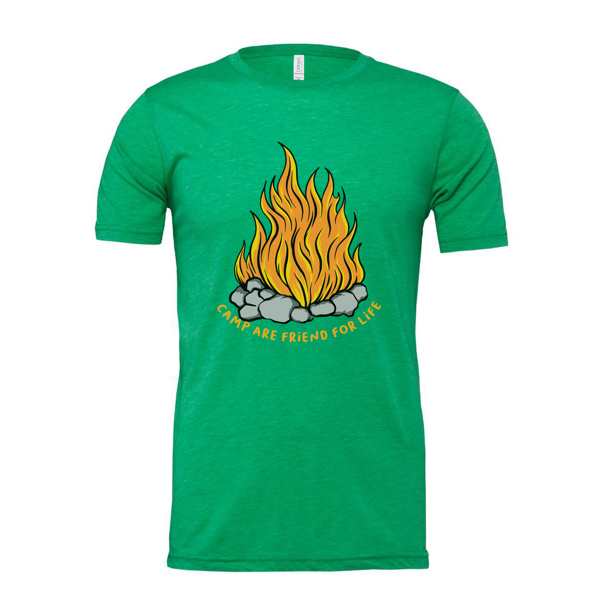 Unisex Outdoor Campfire Graphic T Shirt With Rock Ring And Slogan Camp Are Friend For Life