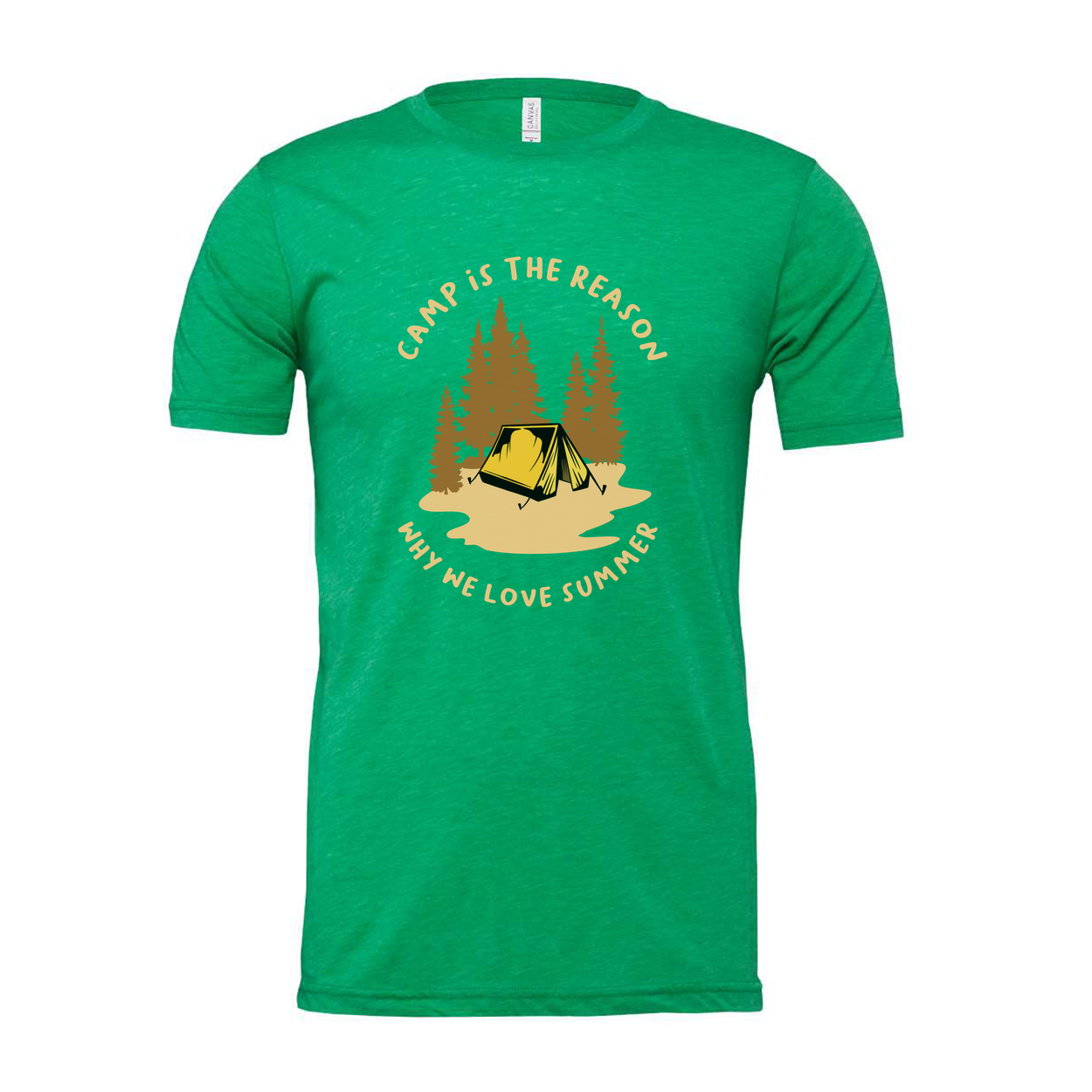 Outdoor Camping Themed Unisex T Shirt With Tent And Pine Forest Illustration For Adventure Lovers