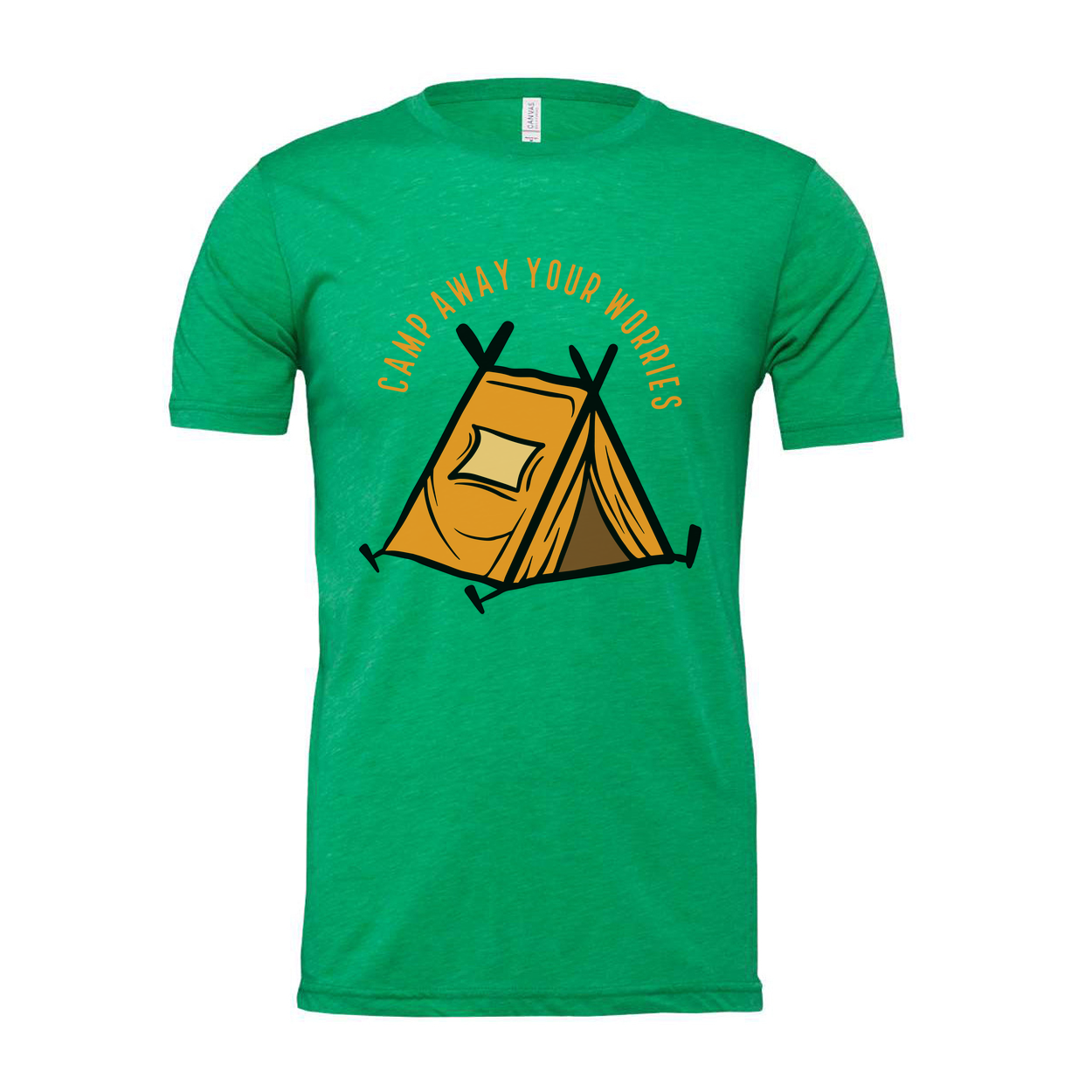 Unisex Outdoor Camping T Shirt With Tent Illustration And Camp Away Your Worries Slogan