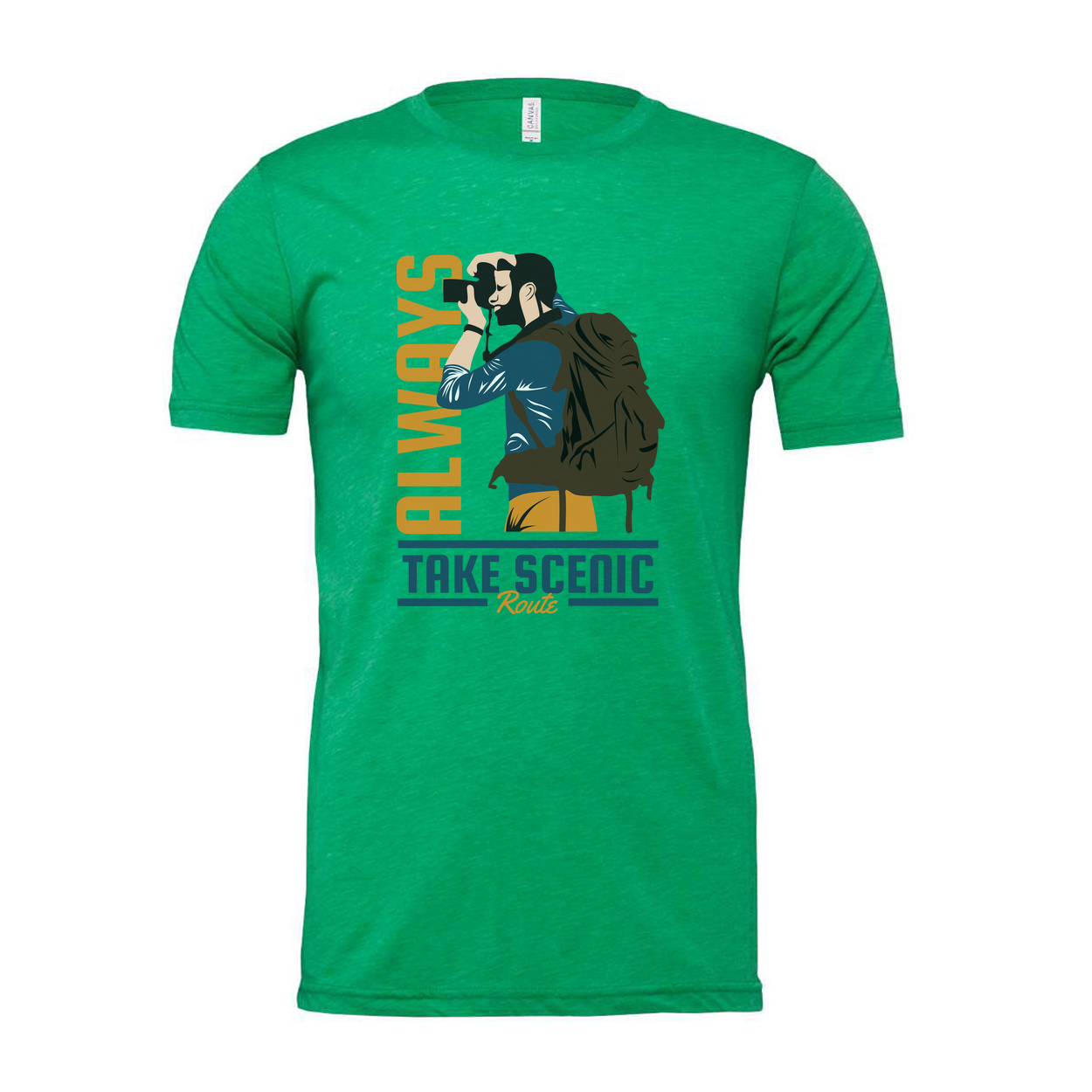 Unisex Outdoors Hiking Graphic Tee With Take Scenic Route Design