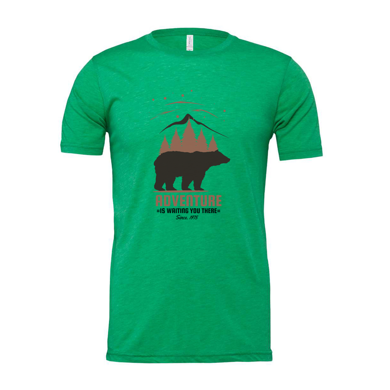 Unisex Outdoor Adventure Bear Graphic Tee With Mountain Forest Scene And Rustic Typography