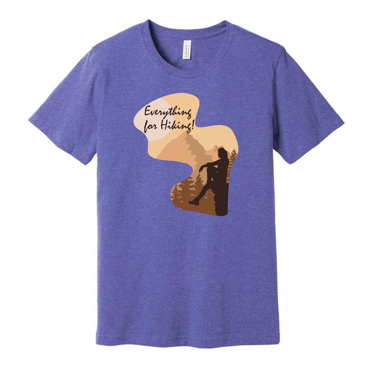 Unisex Outdoor Hiking Graphic T Shirt With Mountain Silhouette And Everything For Hiking Slogan