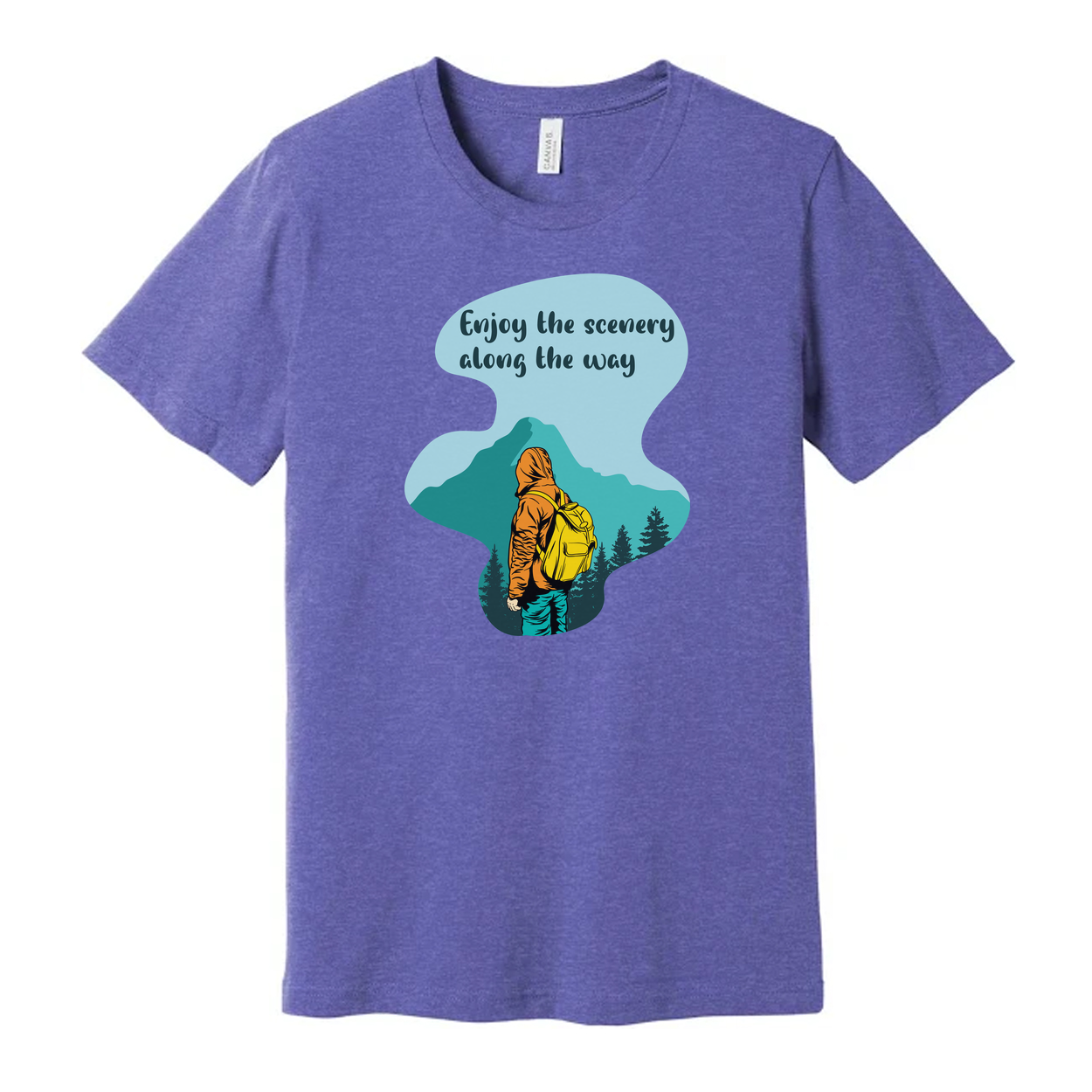 Unisex Outdoor Graphic Tee With Mountain Landscape And Enjoy The Scenery Along The Way