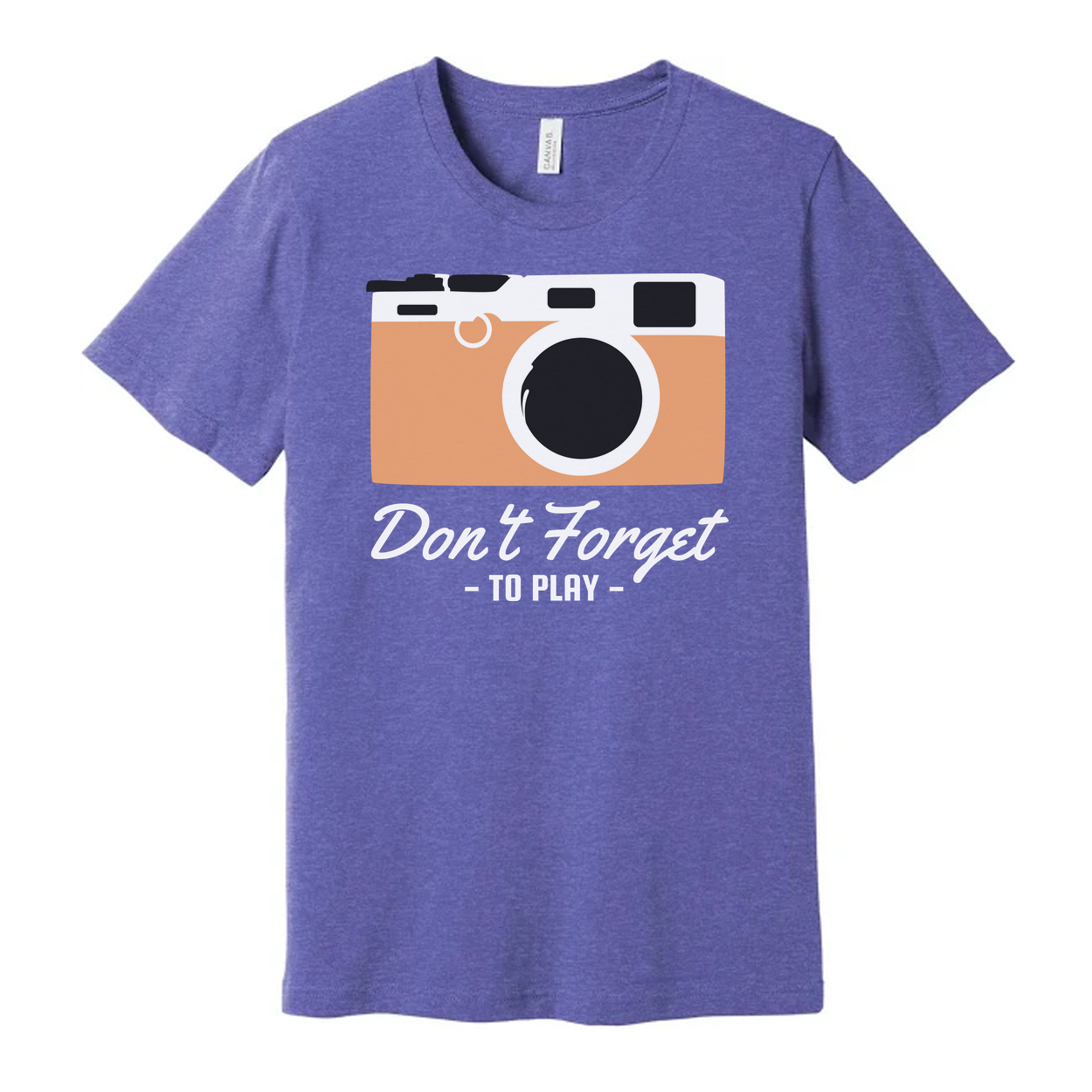 Unisex Camera Graphic Tee Featuring Dont Forget To Play Message And Retro Style Look