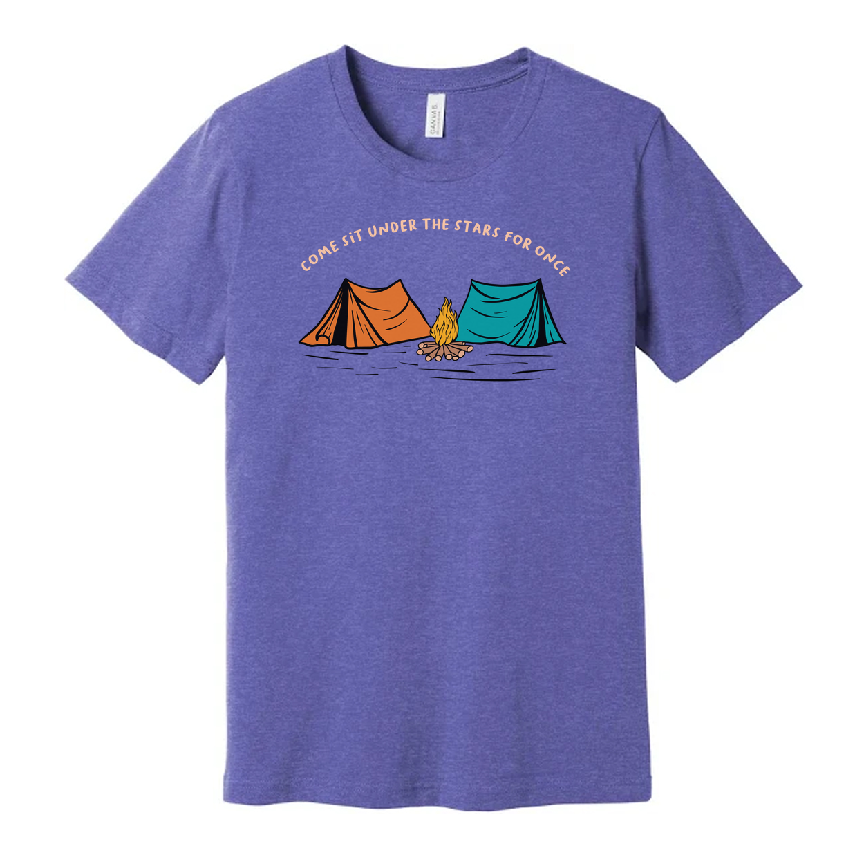Unisex Outdoor Camping Tee With Tents And Campfire