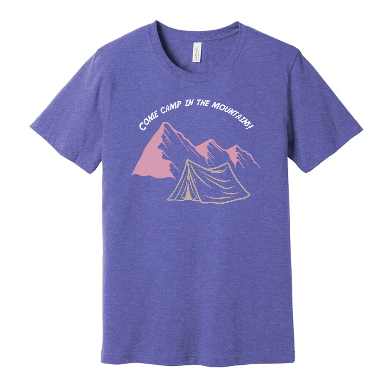 Unisex Outdoor Camping Graphic Tee With Mountain Range Tent Illustration And Arching Text