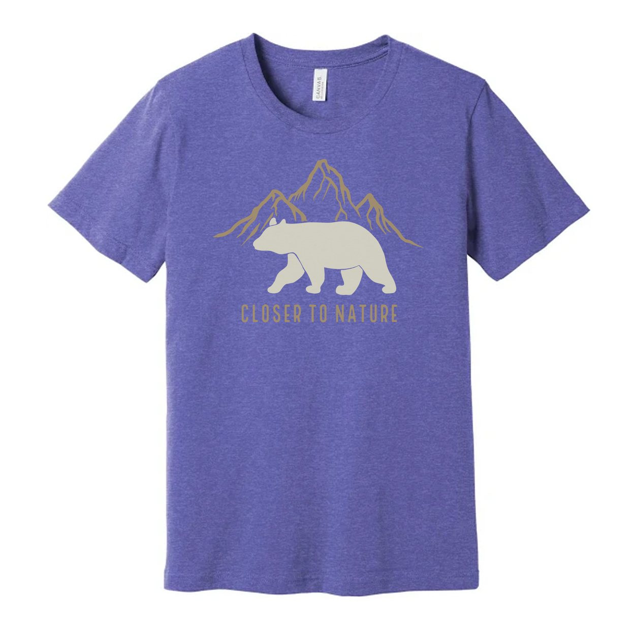 Bear And Mountain Graphic T Shirt With Closer To Nature Motto For Outdoors Lovers