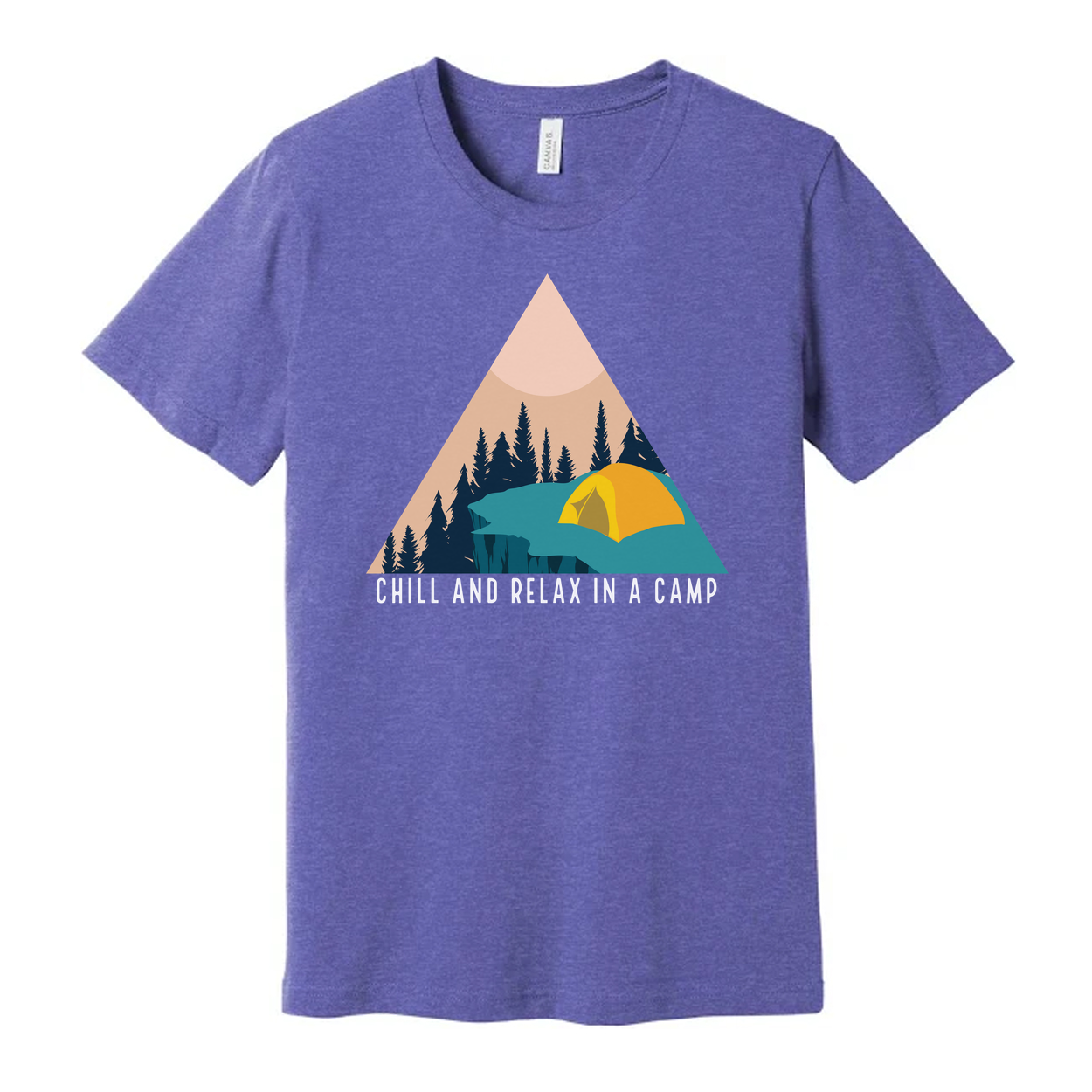 Unisex Outdoor Camping Graphic Tee With Tent And Pine Forest Scene For Hiking Trips