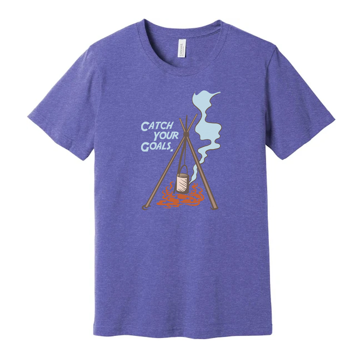 Unisex Outdoor Camping T Shirt With Tripod Campfire And Steam Illustration Graphic Tee Design