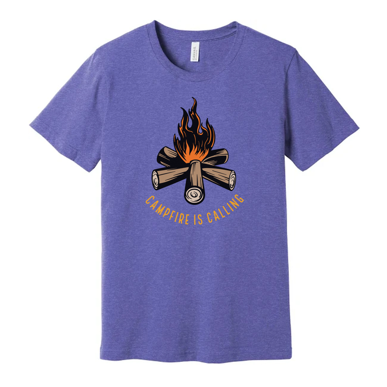 Unisex Campfire Graphic T Shirt With Log Pile And Flames For Outdoor Adventures Enthusiasts