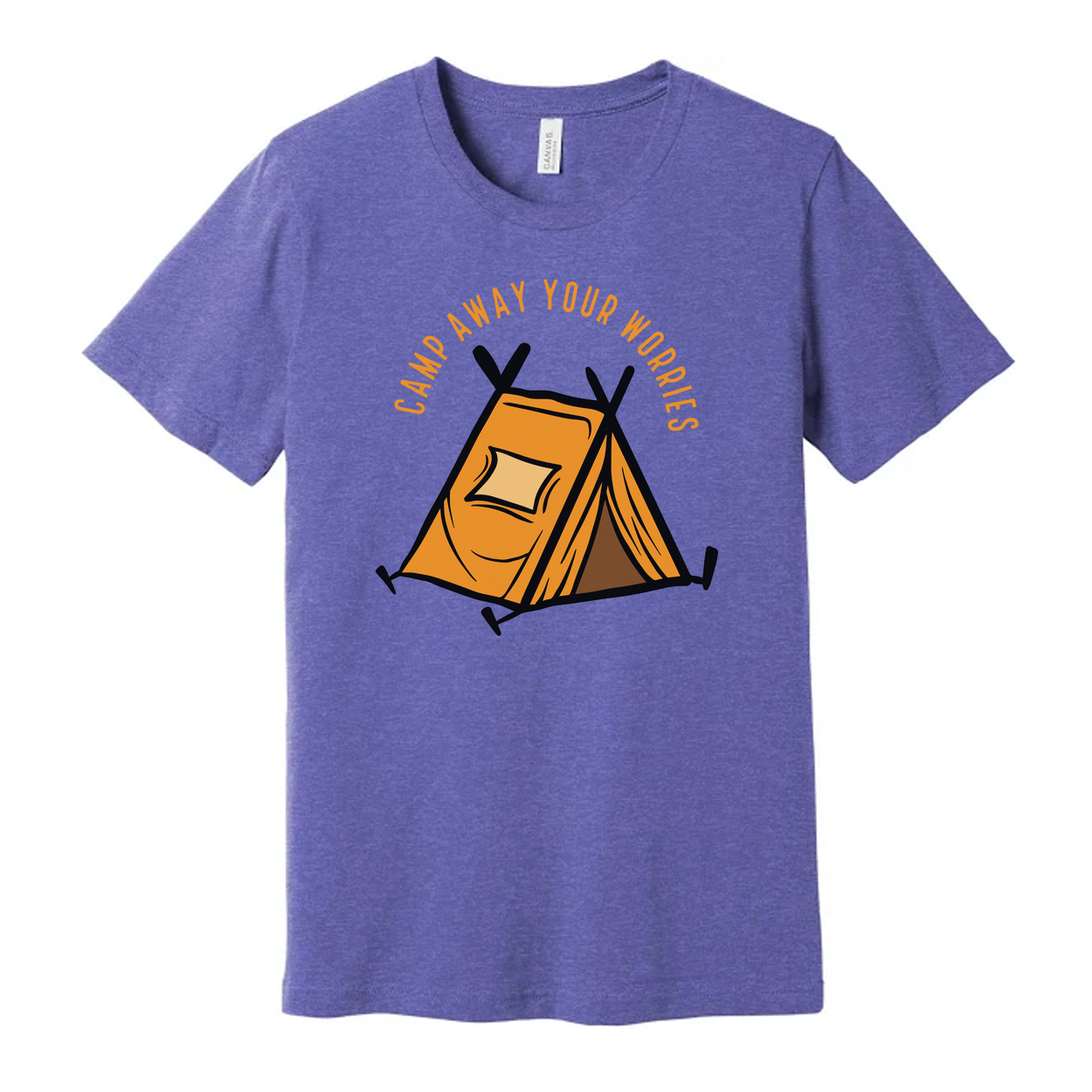 Unisex Outdoor Camping T Shirt With Tent Illustration And Camp Away Your Worries Slogan
