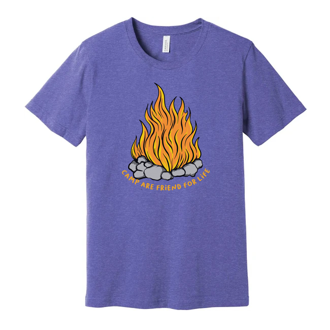 Unisex Campfire Graphic Tee With Flame Design And Rock Fire Pit For Outdoor Adventures