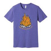 Unisex Campfire Graphic Tee With Flame Design And Rock Fire Pit For Outdoor Adventures