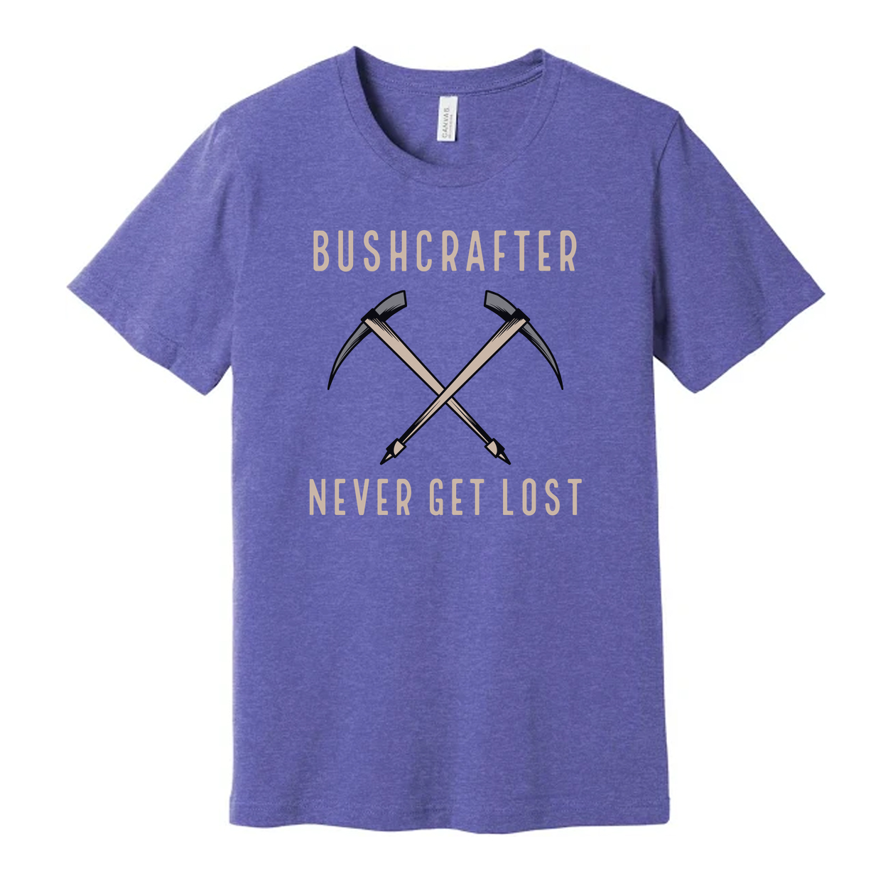Bushcrafter Crossed Pickaxes Graphic Unisex Outdoor T Shirt Never Get Lost Adventure Ready Gear