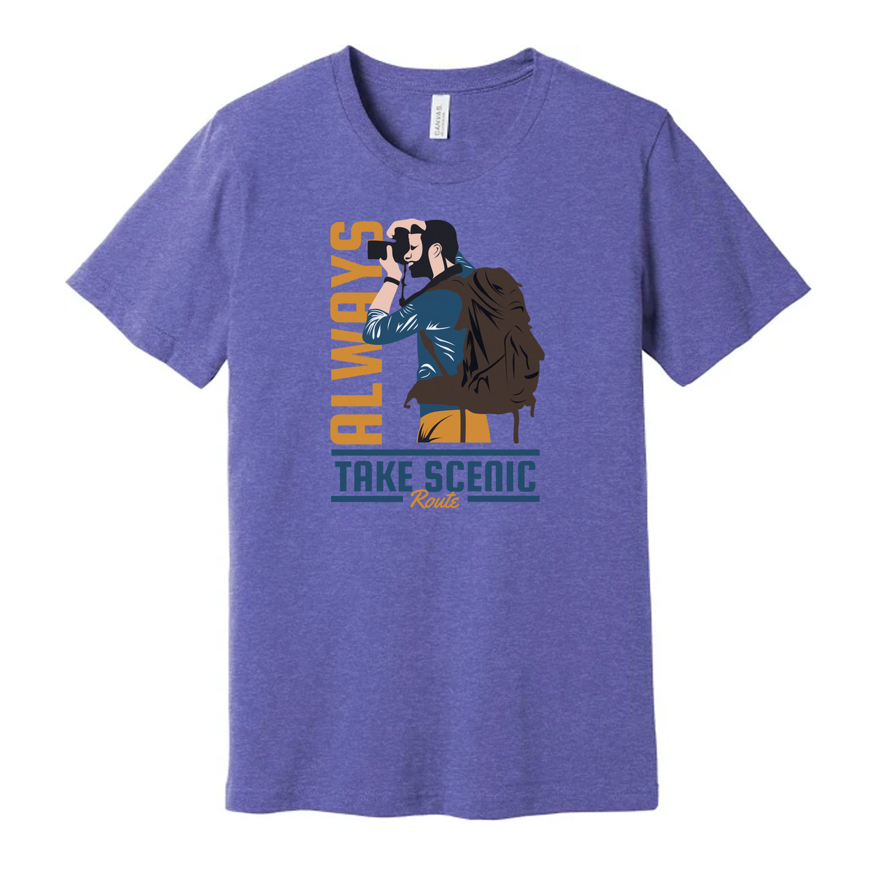 Unisex Outdoors Hiking Graphic Tee With Take Scenic Route Design