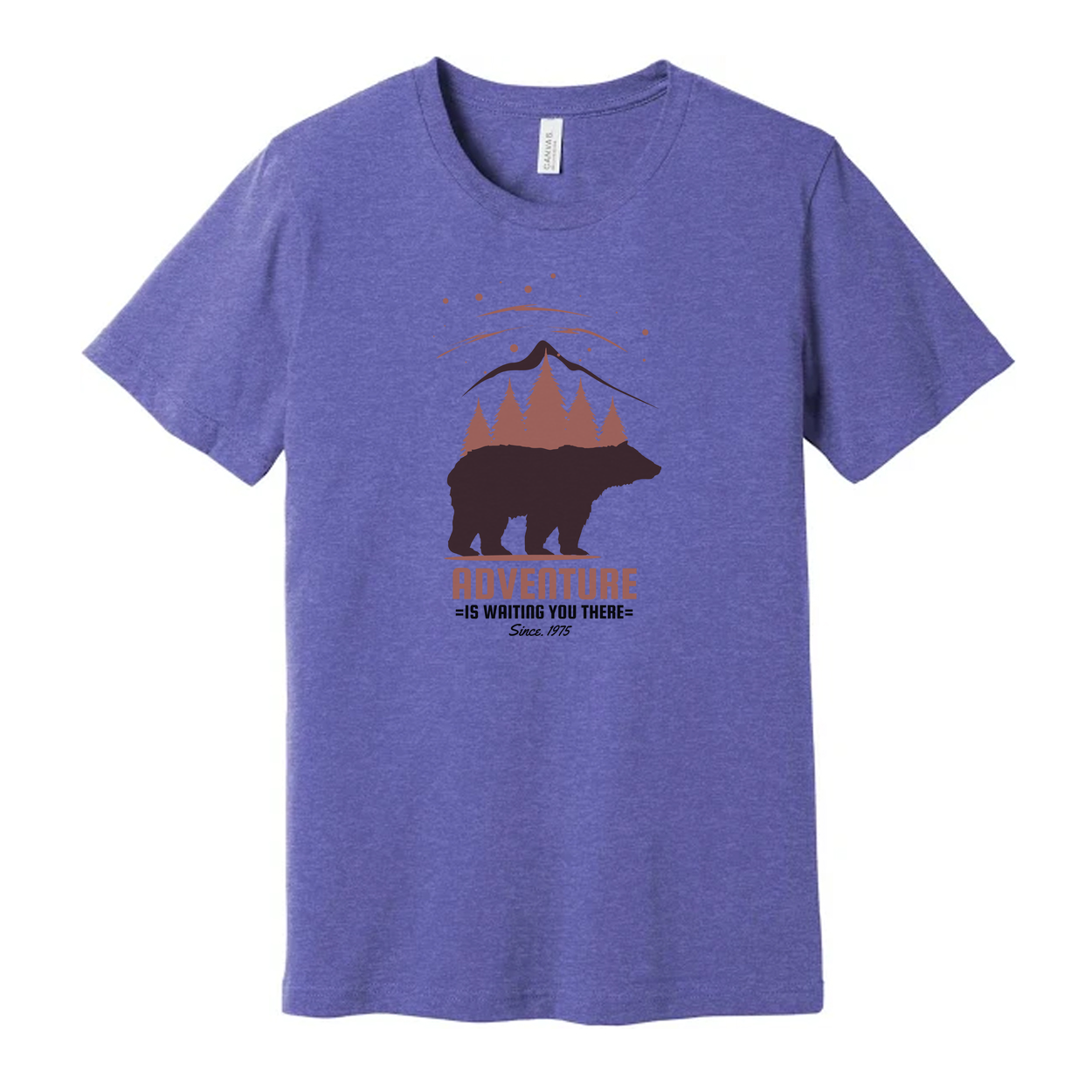 Unisex Outdoor Adventure Bear Graphic Tee With Mountain Forest Scene And Rustic Typography