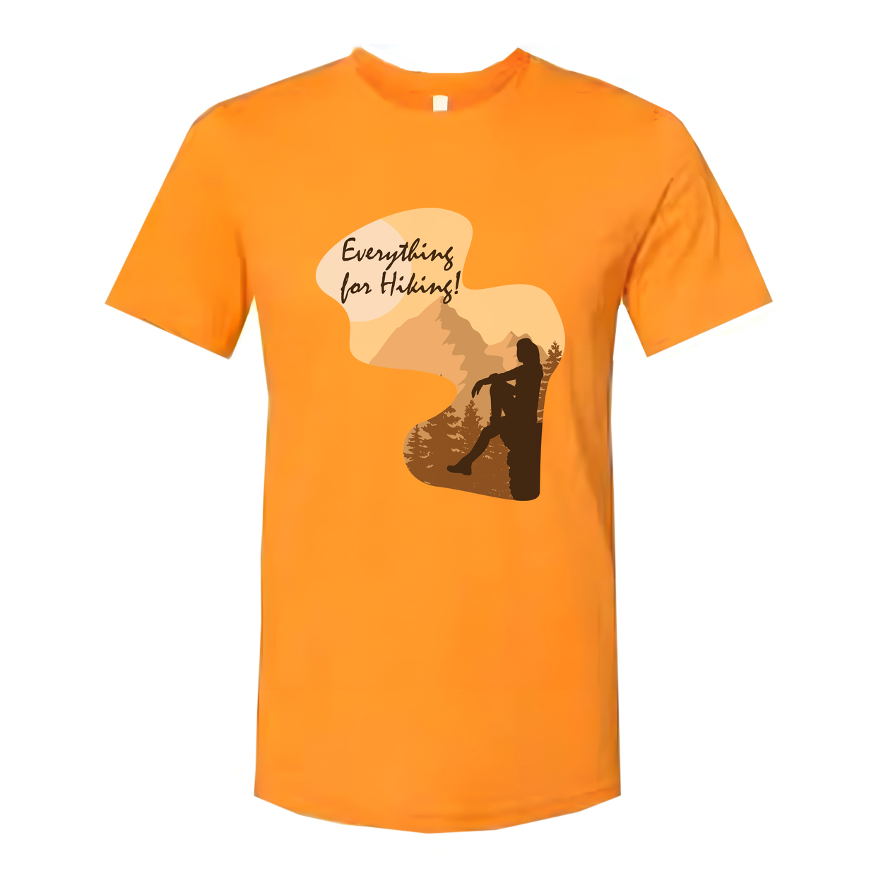 Unisex Outdoor Hiking Graphic T Shirt With Mountain Silhouette And Everything For Hiking Slogan