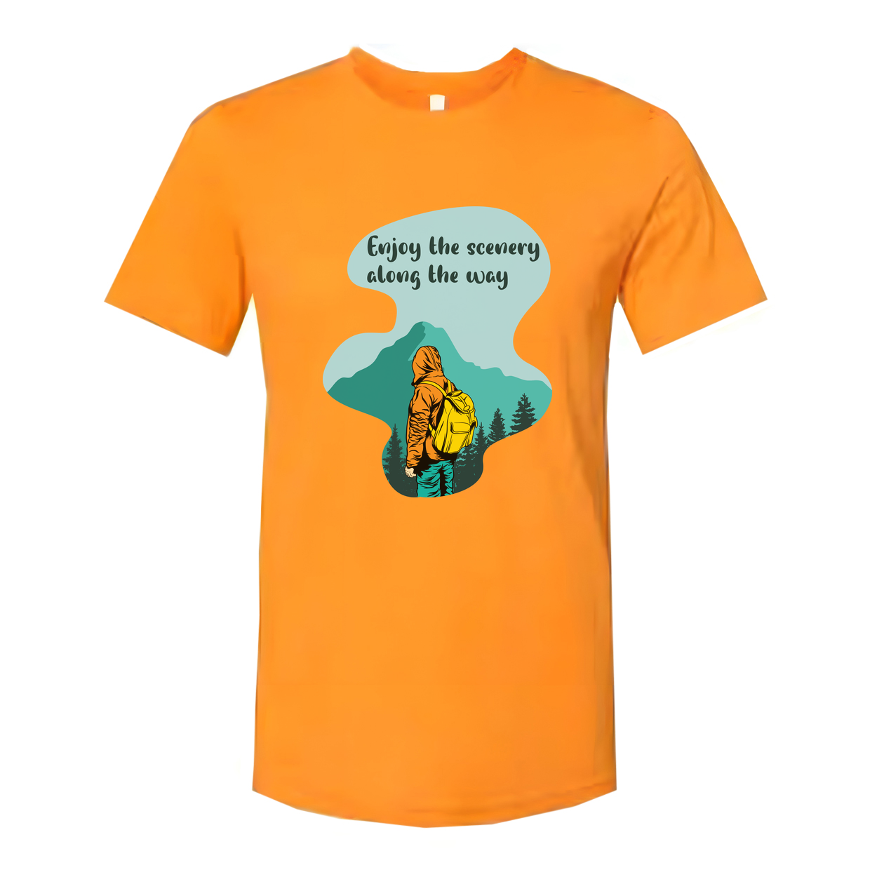 Unisex Outdoor Graphic Tee With Mountain Landscape And Enjoy The Scenery Along The Way