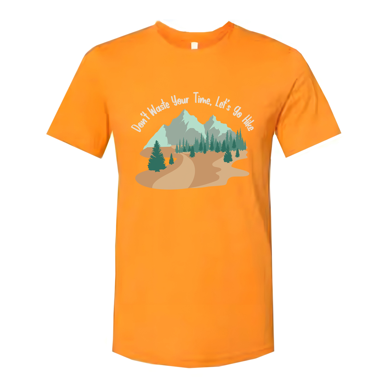 Unisex Outdoor Landscape Graphic Tee With Mountain Trail Forest Scene In Soft Colors
