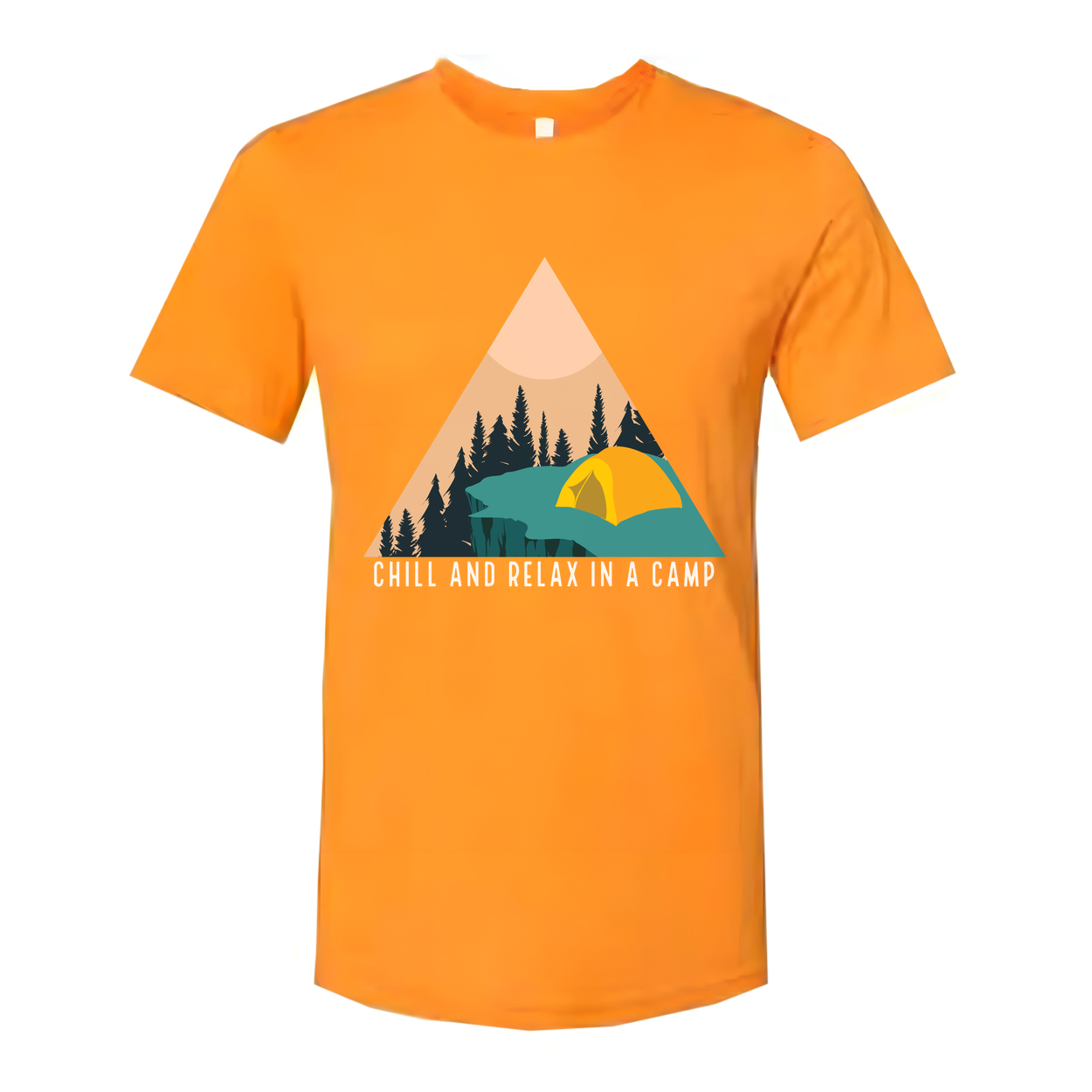 Unisex Outdoor Camping Graphic Tee With Tent And Pine Forest Scene For Hiking Trips