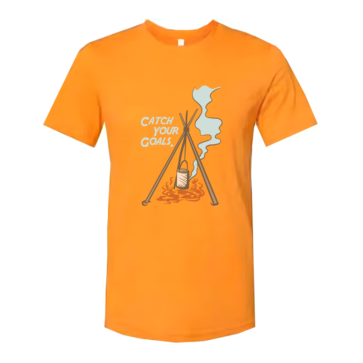 Unisex Outdoor Camping T Shirt With Tripod Campfire And Steam Illustration Graphic Tee Design