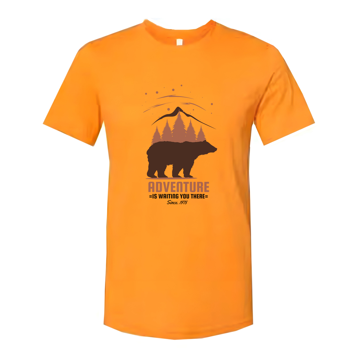 Unisex Outdoor Adventure Bear Graphic Tee With Mountain Forest Scene And Rustic Typography