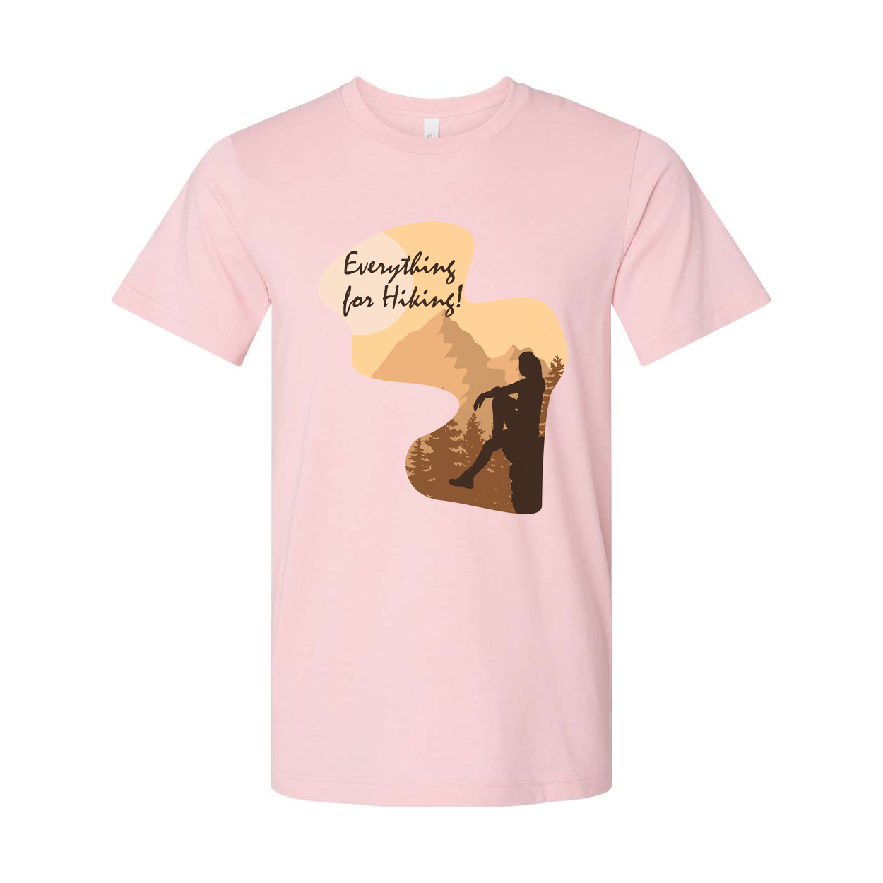 Unisex Outdoor Hiking Graphic T Shirt With Mountain Silhouette And Everything For Hiking Slogan
