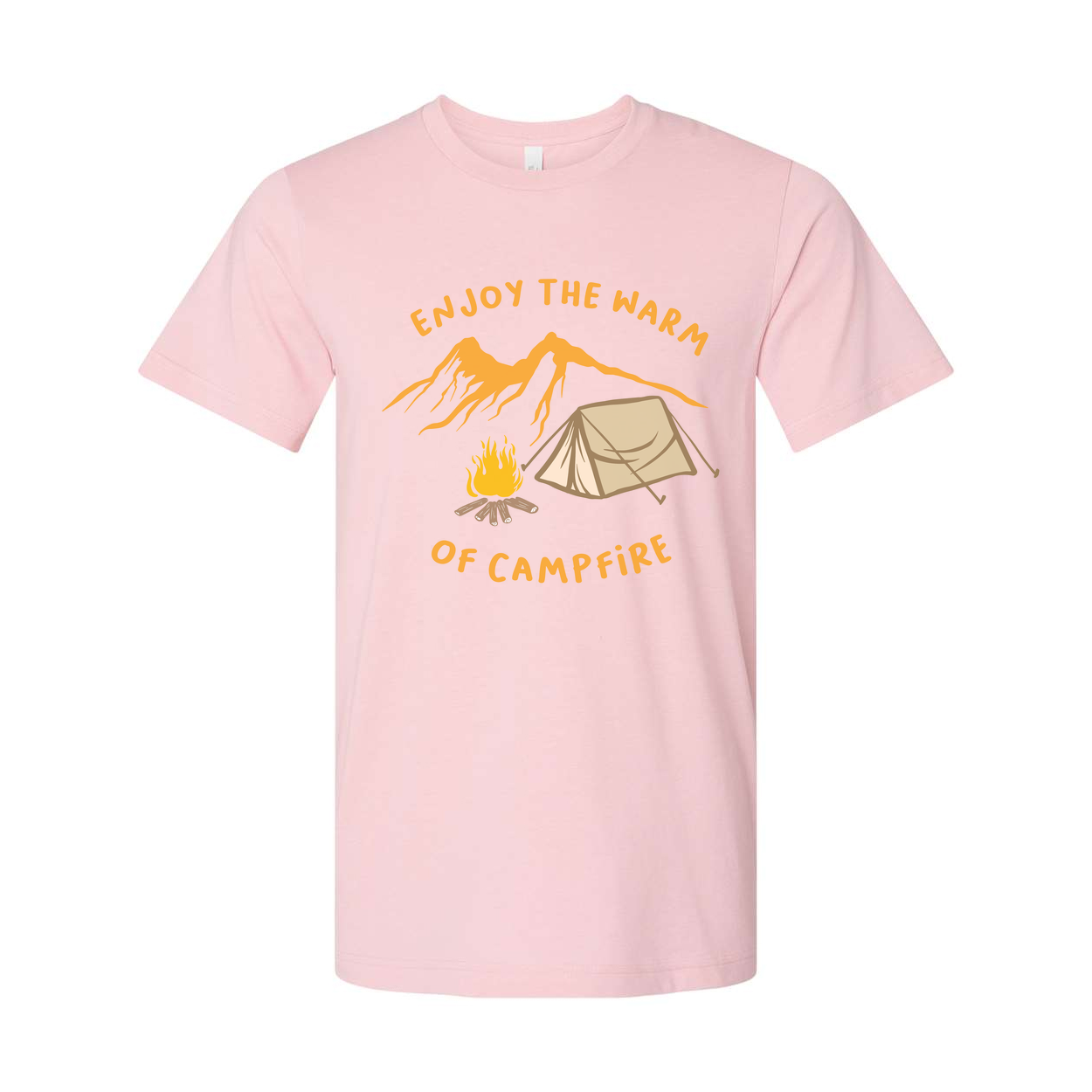 Outdoor Camping Themed T Shirt With Tent And Campfire Illustration For Unisex Adults