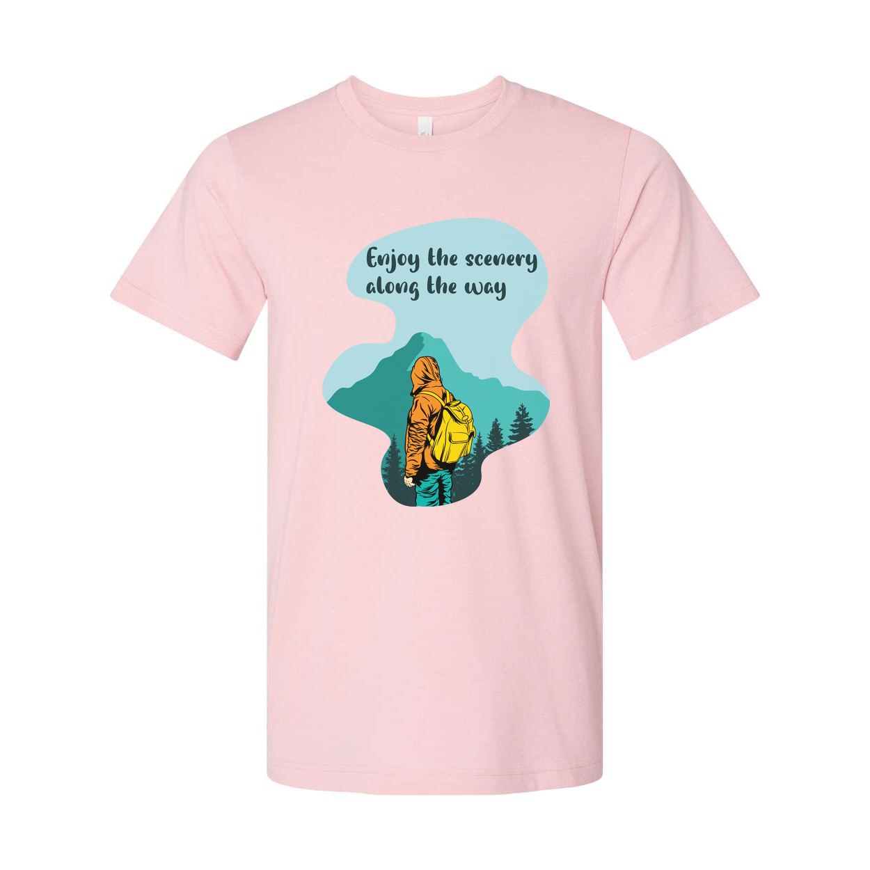 Unisex Outdoor Graphic Tee With Mountain Landscape And Enjoy The Scenery Along The Way