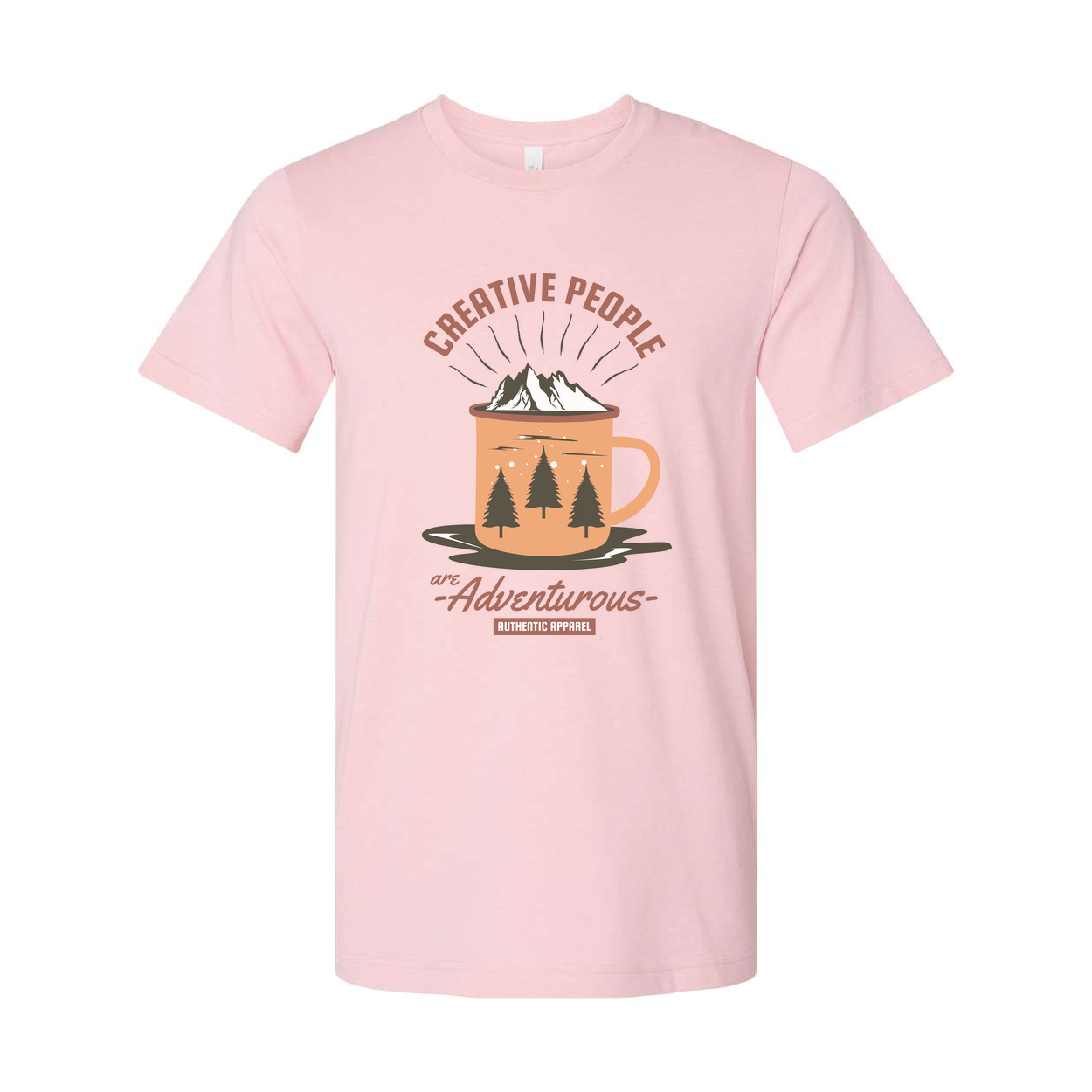 Unisex Outdoor Adventure T Shirt With Creative People Are Adventurous Mountain Mug And Forest Trees Graphic