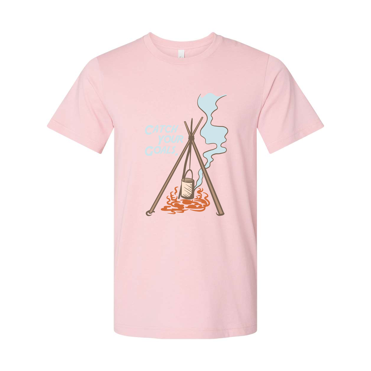 Unisex Outdoor Camping T Shirt With Tripod Campfire And Steam Illustration Graphic Tee Design