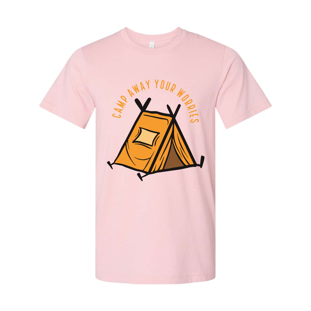 Unisex Outdoor Camping T Shirt With Tent Illustration And Camp Away Your Worries Slogan