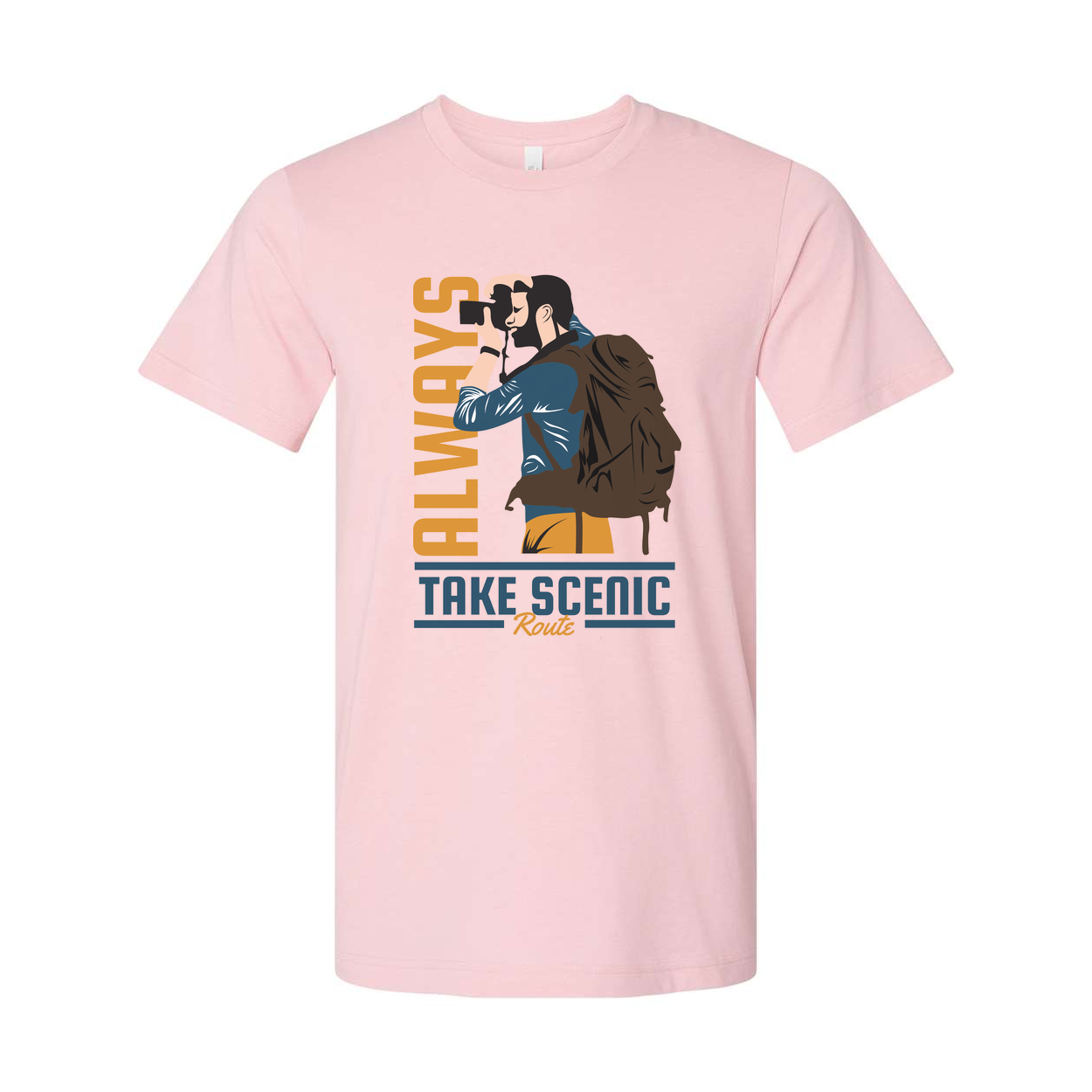 Unisex Outdoors Hiking Graphic Tee With Take Scenic Route Design