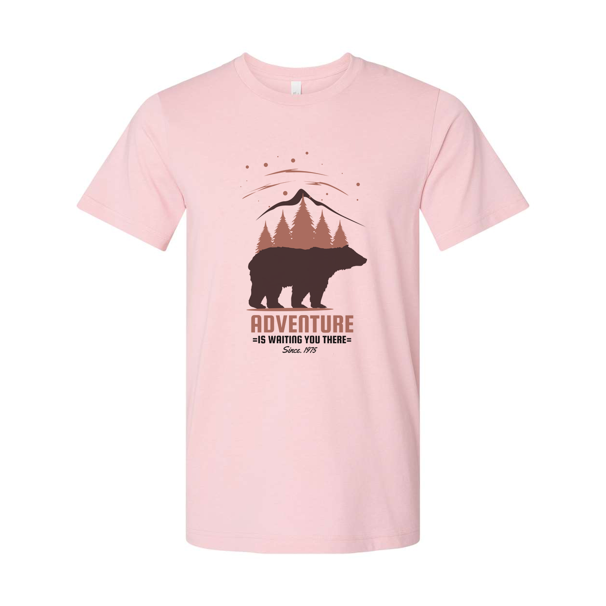 Unisex Outdoor Adventure Bear Graphic Tee With Mountain Forest Scene And Rustic Typography