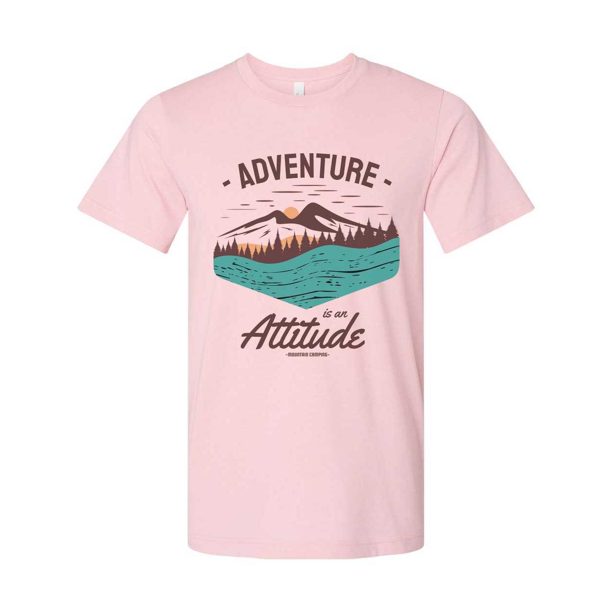 Unisex Outdoor Adventure Graphic T Shirt With Mountain Landscape And River Lake Scene Adventure Is An Attitude
