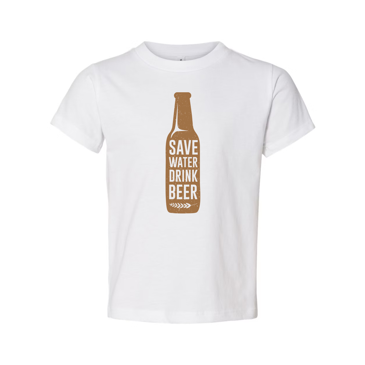 Unisex Beer Bottle T Shirt With Save Water Drink Beer Vertical Logo Print On Front
