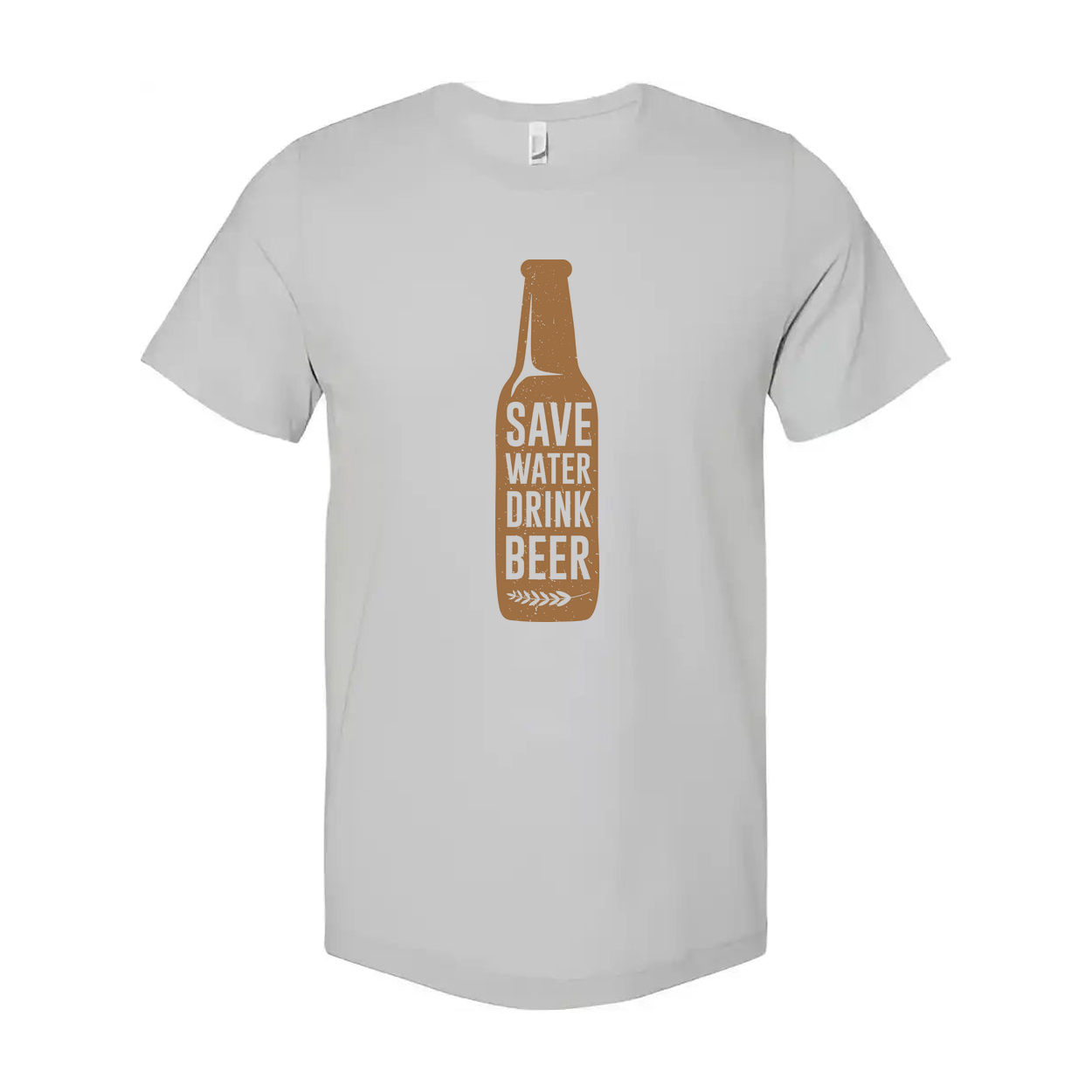 Unisex Beer Bottle T Shirt With Save Water Drink Beer Vertical Logo Print On Front