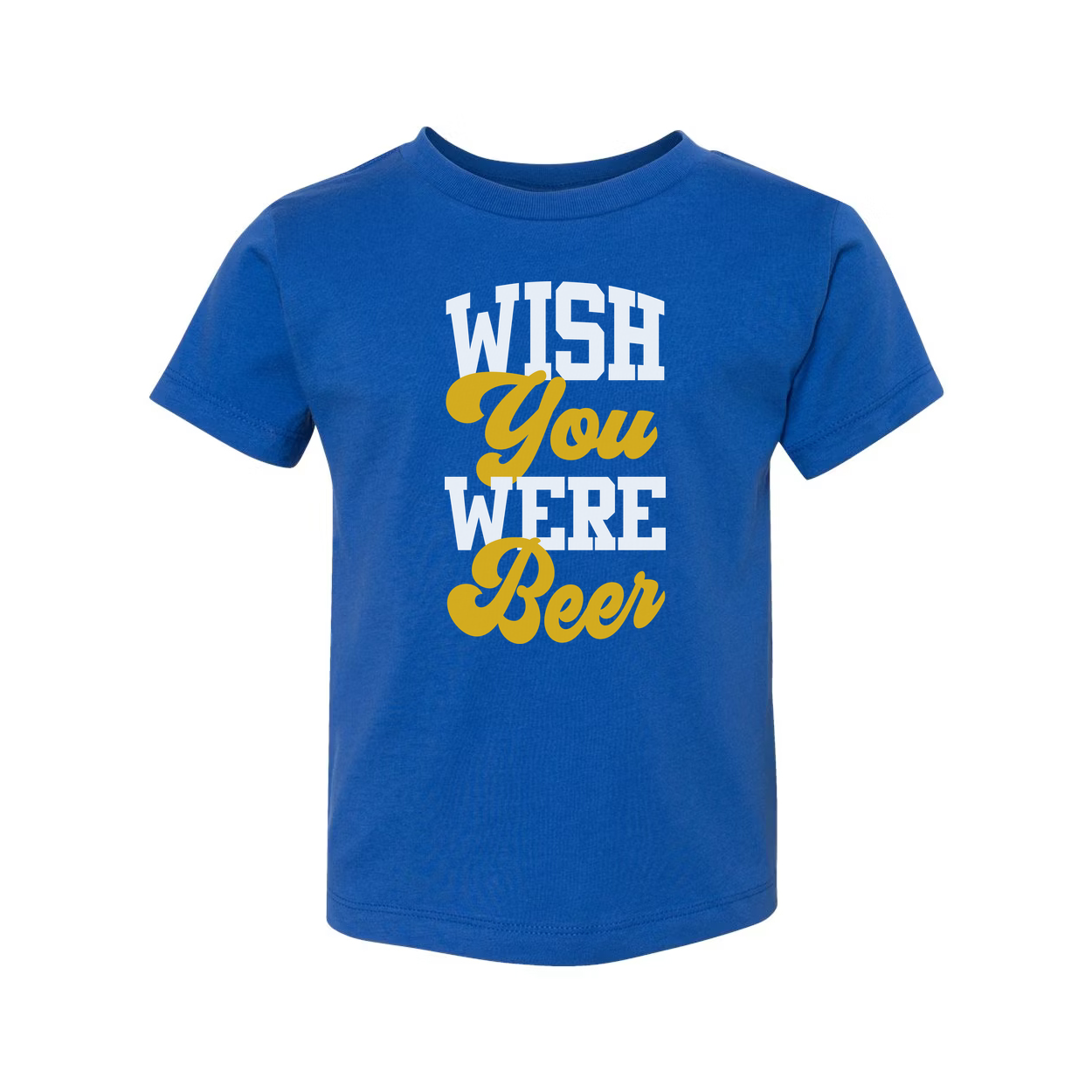 Wish You Were Beer Unisex Graphic Tee With Bold Yellow Script Typography For Casual Wear