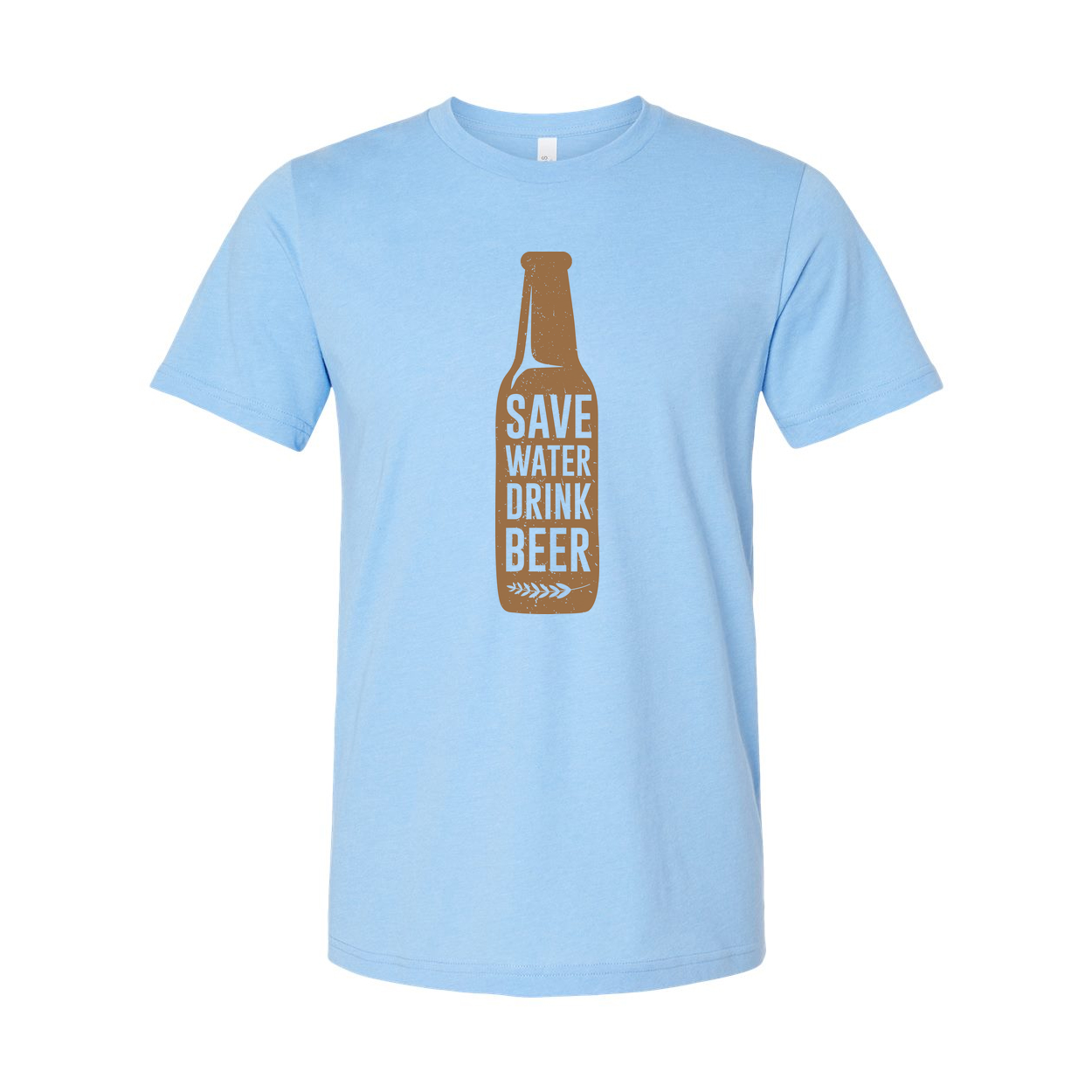 Unisex Beer Bottle T Shirt With Save Water Drink Beer Vertical Logo Print On Front