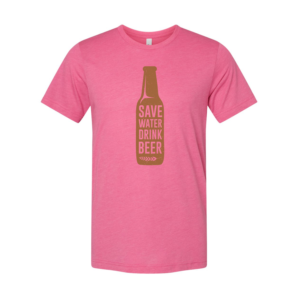 Unisex Beer Bottle T Shirt With Save Water Drink Beer Vertical Logo Print On Front