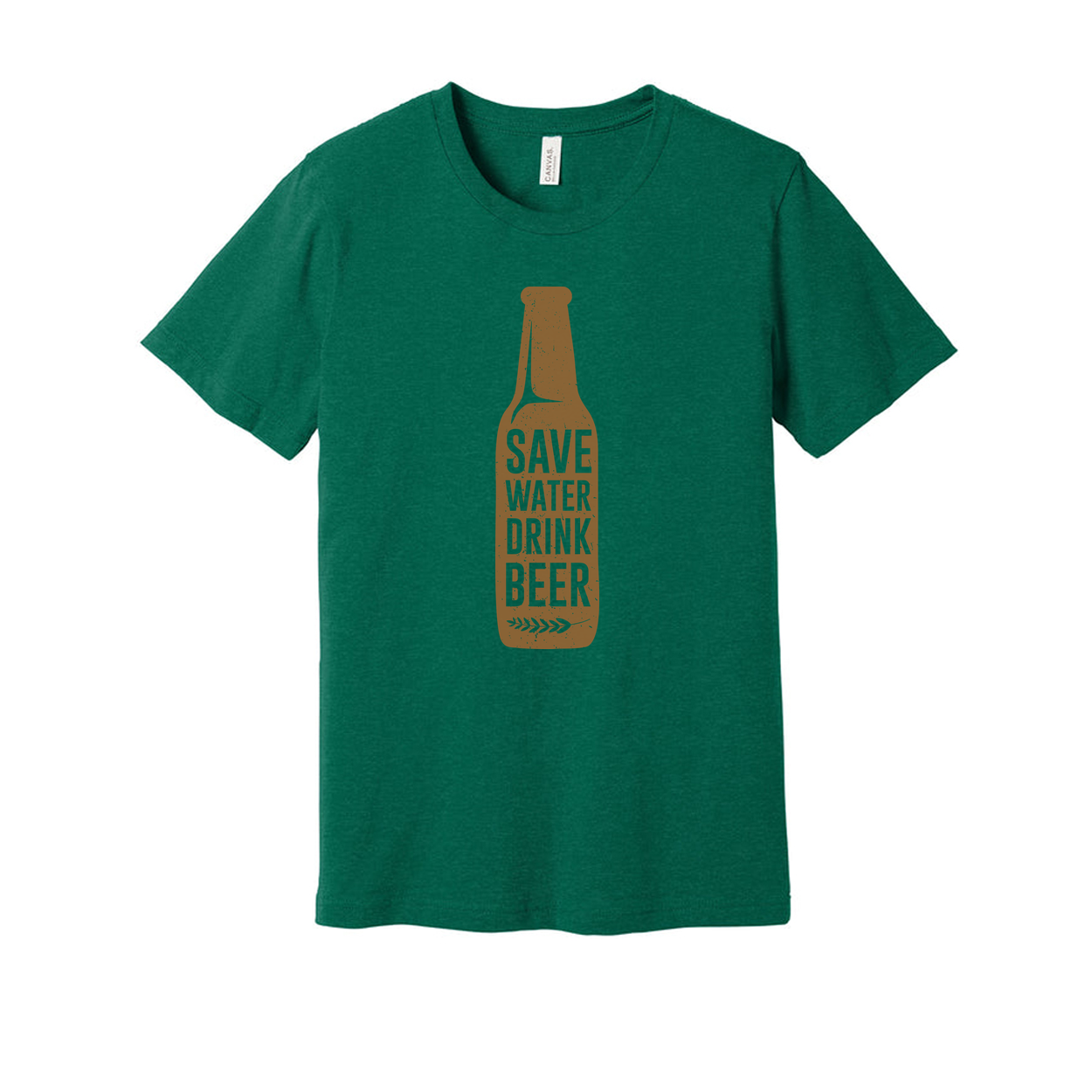 Unisex Beer Bottle T Shirt With Save Water Drink Beer Vertical Logo Print On Front