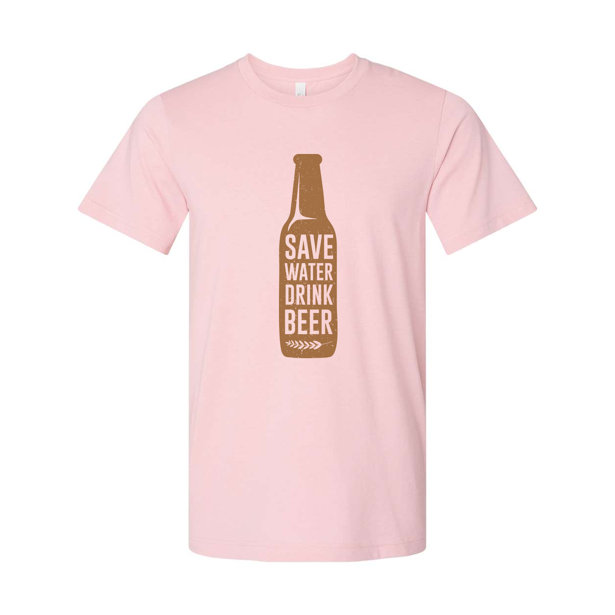 Unisex Beer Bottle T Shirt With Save Water Drink Beer Vertical Logo Print On Front