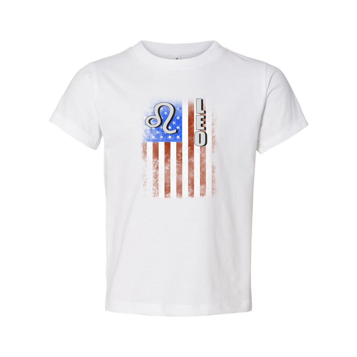 Leo Zodiac Sign Unisex T Shirt With American Flag Graphic And Distressed Print On Tee