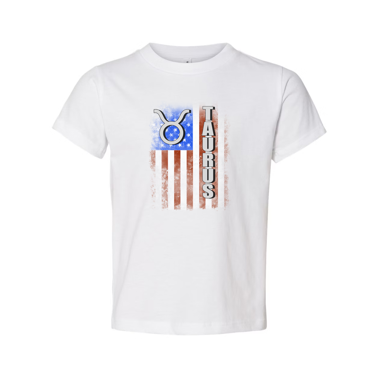 Taurus Zodiac Flag Graphic Tee For Unisex Adults Featuring Star Spangled Design